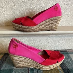 Tory Burch Filipa Colorblock Espadrilles Sz 10 (fits like 8.5/9) Peep Toe